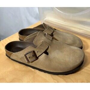 Birkenstock Leather Boston Clog Womens 37 US 6-6.5 Narrow Tan Brown Slip On